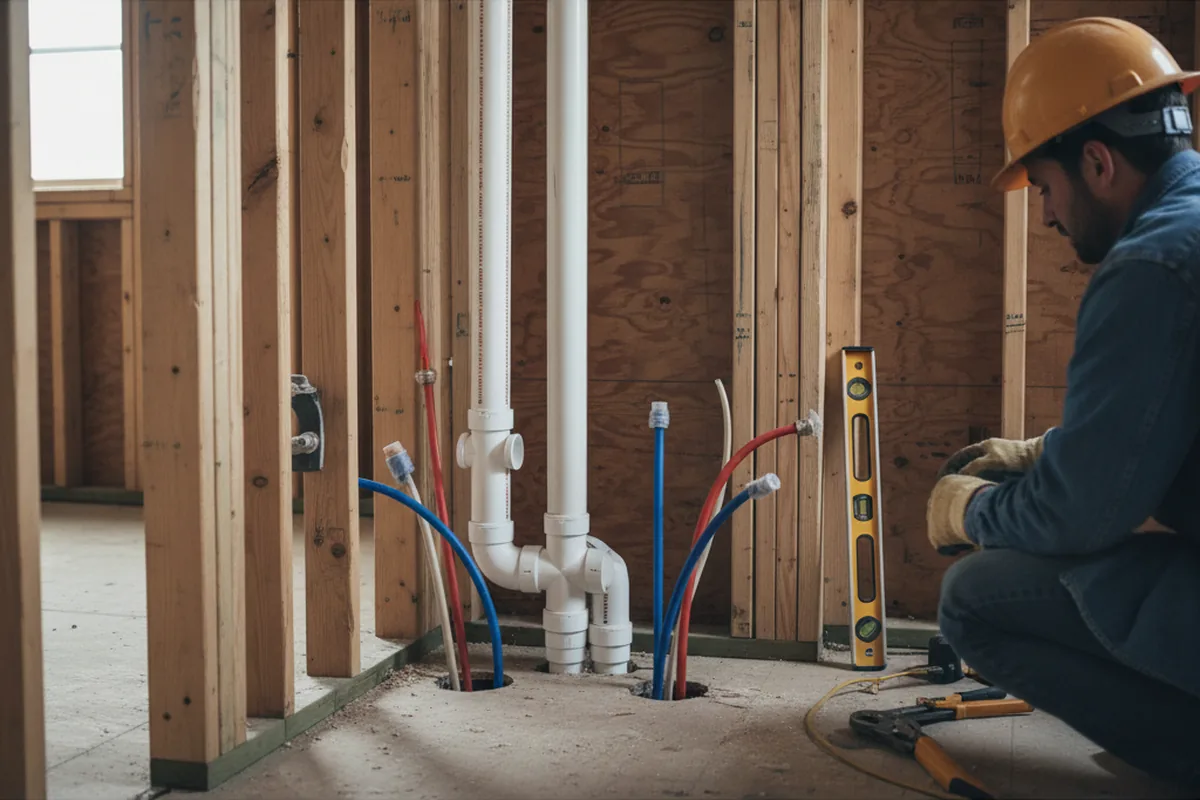 Drain and supply rough-in during Sump Pump Repair in Horseshoe Bend