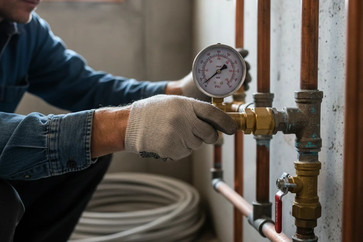 Pressure testing a repaired line during Water Line Repair in Horseshoe Bend